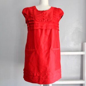 Calypso Christiane Celle Red Silk Babydoll Shift Tiered Mini Dress Size Medium